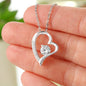 "Sail with God" 14k White Gold Heart & Zirconia Necklace