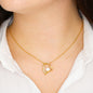 "Sail with God" 18k Yellow Gold Heart & Zirconia Necklace