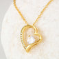 "Sail with God" 18k Yellow Gold Heart & Zirconia Necklace