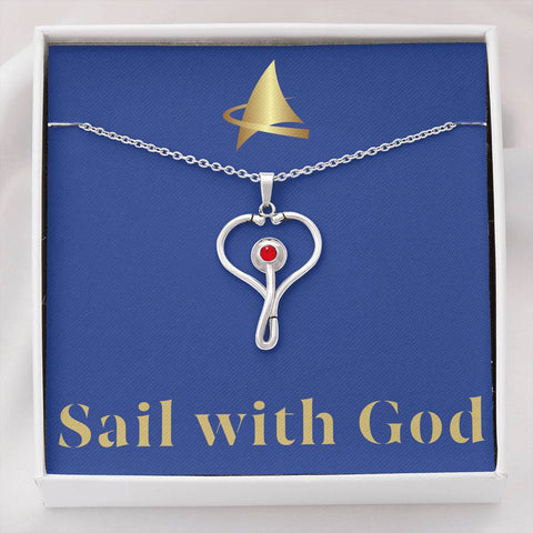 "Sail with God" Nurse Stethoscope Necklace
